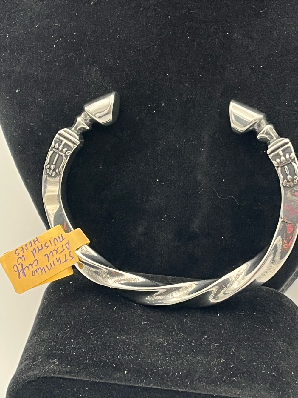 Stainless Steel Twisted Open Cuff Bracelet with Hoof Ends